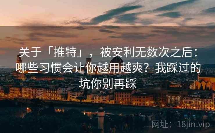 关于「推特」，被安利无数次之后：哪些习惯会让你越用越爽？我踩过的坑你别再踩