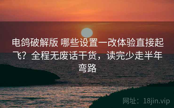 电鸽破解版 哪些设置一改体验直接起飞？全程无废话干货，读完少走半年弯路