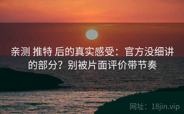 亲测 推特 后的真实感受：官方没细讲的部分？别被片面评价带节奏