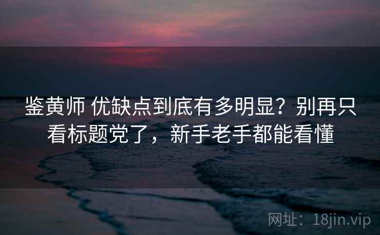 鉴黄师 优缺点到底有多明显？别再只看标题党了，新手老手都能看懂
