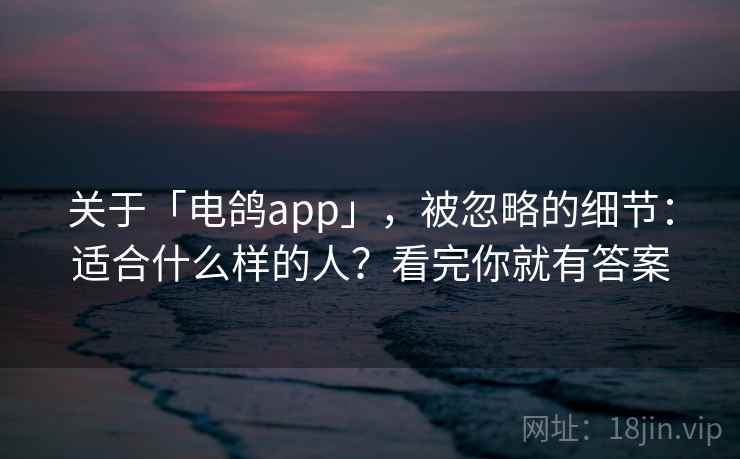 关于「电鸽app」，被忽略的细节：适合什么样的人？看完你就有答案